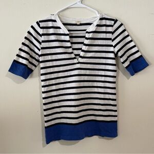 J Crew Navy V Neck Stripe tee size XXS